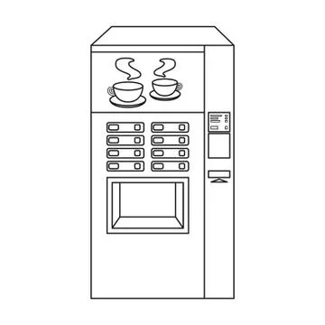 Office coffee vending machine icon in outline style isolated on white background Stock Illustration