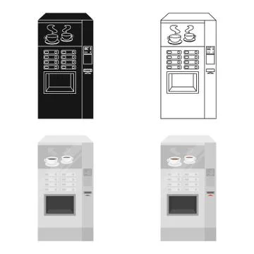 Office coffee vending machine icon in cartoon style isolated on white background Stock Illustration