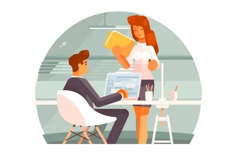 Office Colleagues Interaction Stock Illustration