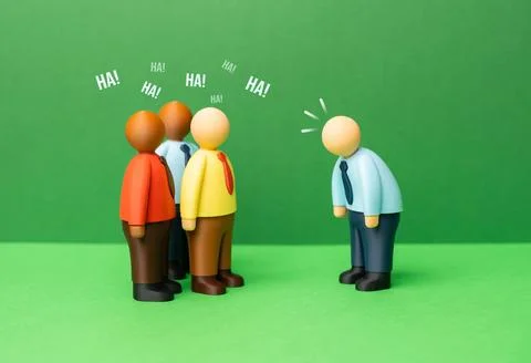 Office colleagues mock the poor guy. Rejection from the business team. Comm.. Stock Photos