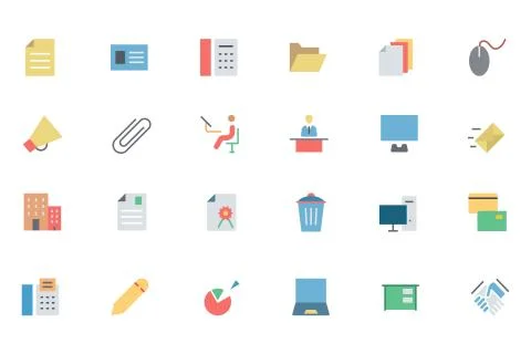 Office Colored Icons Stock Illustration
