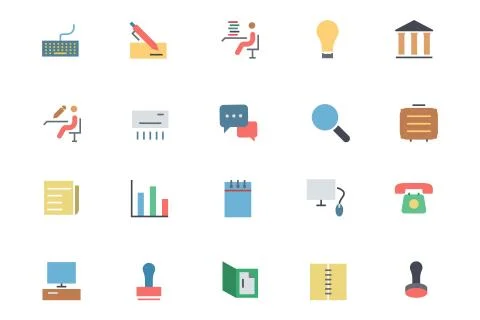 Office Colored Vector Icons Stock Illustration