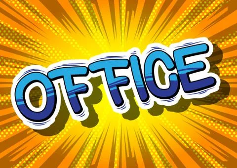 Office - Comic book style phrase on abstract background. Stock Illustration
