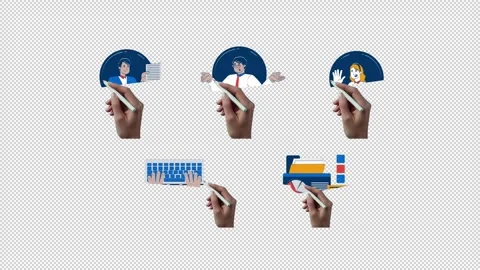 Office communication and tasks management hand drawn whiteboard animation pack Stock Footage 345212924