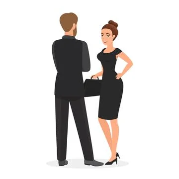 Office Communication Concept, Two Professionals in Discussion Illustrazione stock