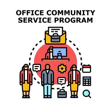 Office community service program planning and development Stock Illustration