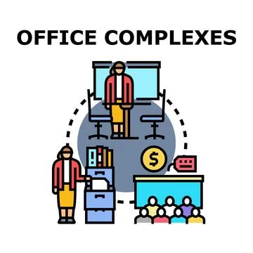 Office complex business administration operating daily tasks Stock Illustration