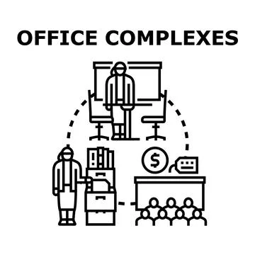Office complex business administration operating daily tasks Stock Illustration