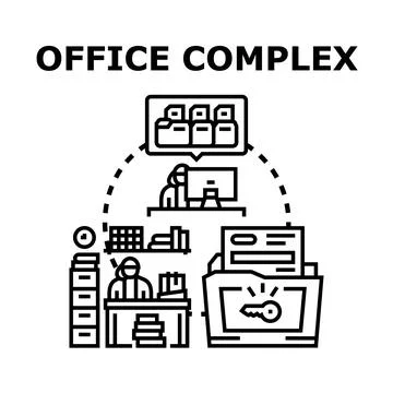 Office complex work process management concept Stock Illustration