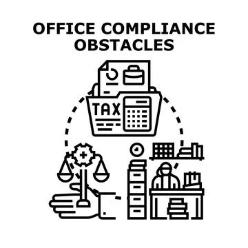Office compliance obstacles concept vector illustration creating challenges Stockillustratie