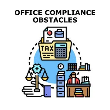Office compliance obstacles concept vector illustration creating challenges Stock Illustration