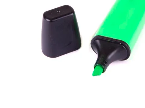 Office composition from a green marker Stock Photos