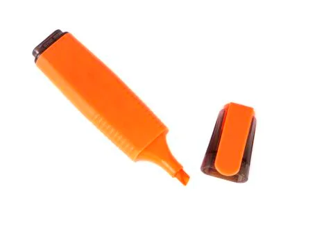 Office composition of the orange marker Stock Photos