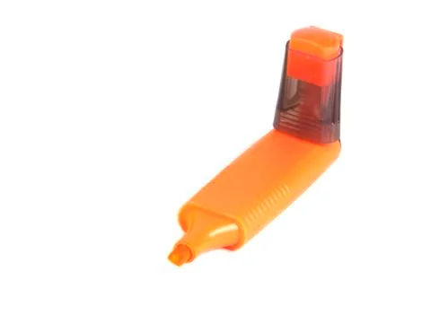 Office composition of the orange marker Stock Photos