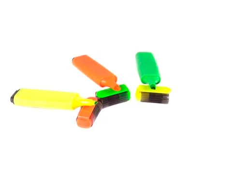 Office composition of three colored markers Stock Photos