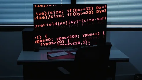 Office Computer Been Hacked Ransom Hack Cyber Attack Stock Footage 90483696