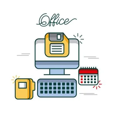 Office computer calendar folder file diskette work image 스톡 일러스트