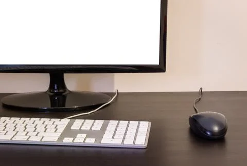 Office Computer Desk Mockup Stock Photos