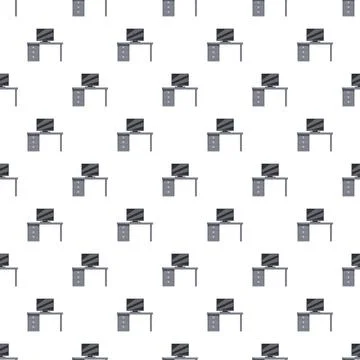Office computer desks repeating seamless pattern background Stockillustratie