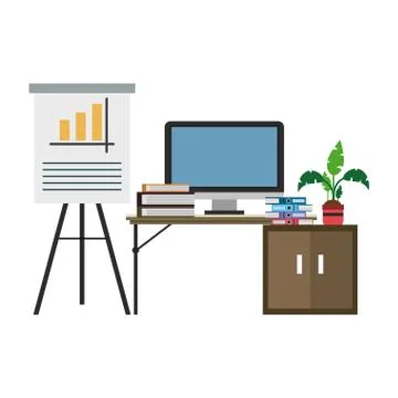 Office with computer 库存插图