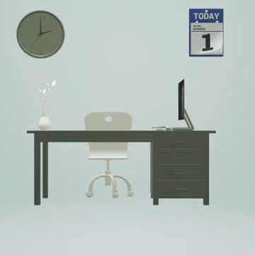 Office, computer, office table, chairs 스톡 일러스트
