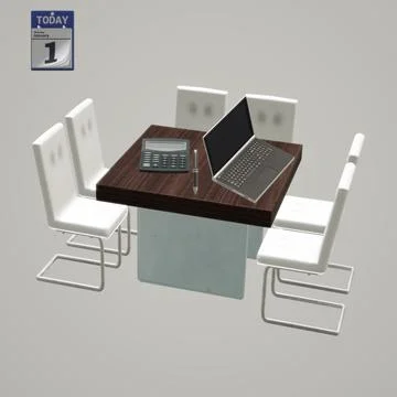 Office, computer, office table, chairs Ilustración de archivo