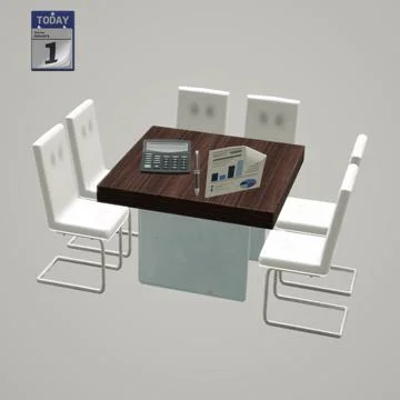 Office, computer, office table, chairs Stock Illustration