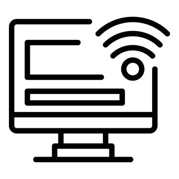 Office computer remote access icon, outline style Stock Illustration