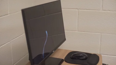 Office Computer Ribbons Screensaver Windows 10 Unattended Computer Stock Footage 87850546