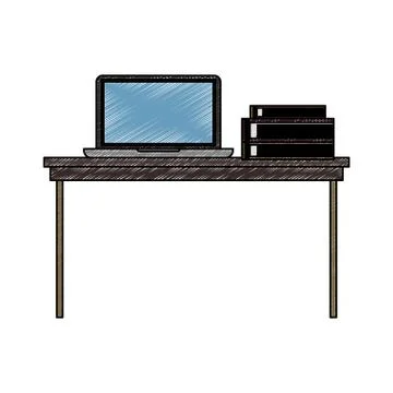 Office with computer scribble 스톡 일러스트