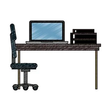 Office with computer scribble 스톡 일러스트