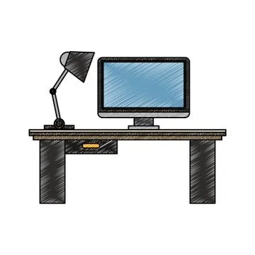 Office with computer scribble 스톡 일러스트