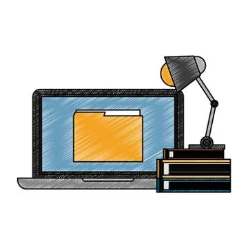 Office with computer scribble 스톡 일러스트