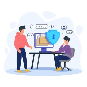 Office computer security vector concept flat illustration Illustrazione stock