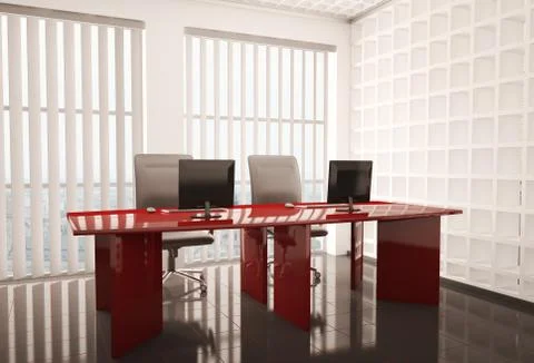 Office with computers 3d Stock Illustration