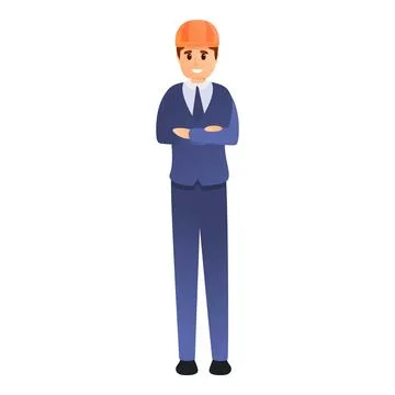 Office construction engineer icon, cartoon style 库存插图