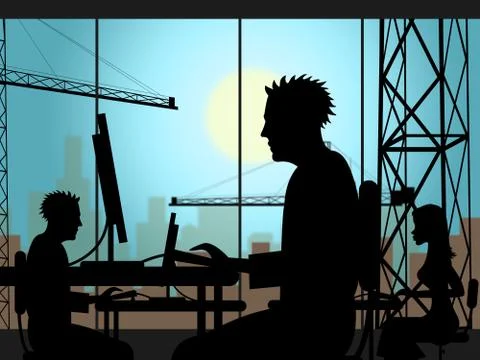  Office Construction Representing Property Offices And Building イラスト素材