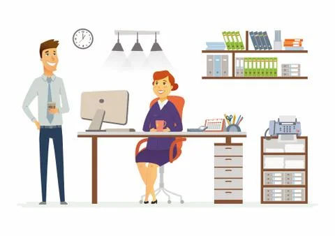 Office Consultation - modern vector cartoon business characters illustration Stock Illustration