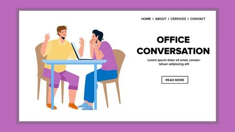 Office Conversation Between Colleagues Vector Stock Illustration