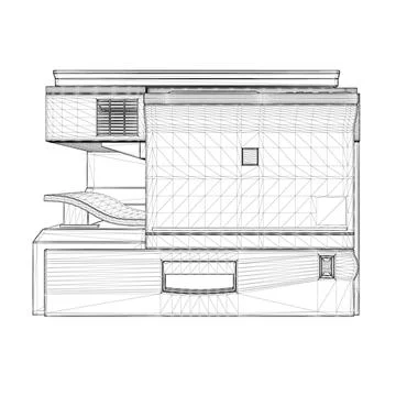 Office copier wireframe from black lines isolated on white background. Side.. 스톡 일러스트