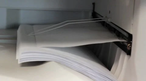 Office coppier printing stack of paper Stock Footage 8360066