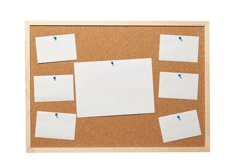 Office Cork Board for notes with blank notes 库存照片