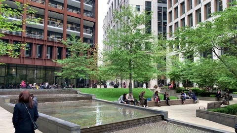 Office Courtyard St. Pancras Square Kings Cross London 4 Stock Footage 149065941