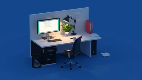 Office Cubicle Time Lapse. Night Stock Footage