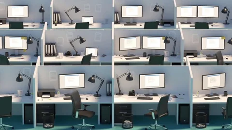 Office Cubicles. Error Screen Stock Footage 73712248