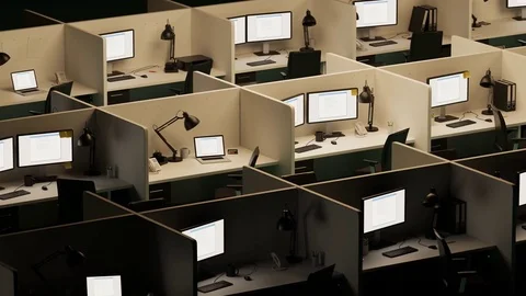 Office cubicles. Error screen. Stock-Footage 84506597