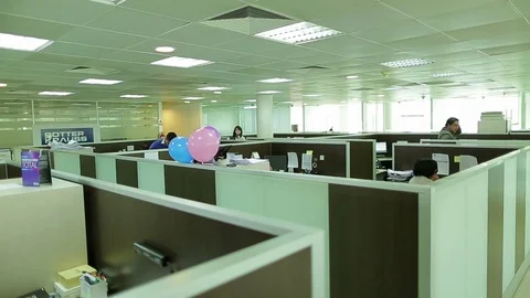 Office cubicles Video stock 77053282