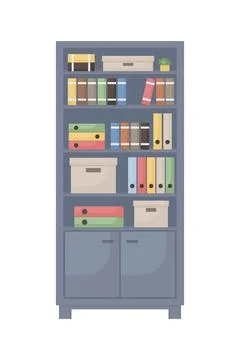 Office cupboard with documents semi flat color vector object Illustrazione stock