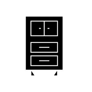 Office cupboards  black vector concept icon. Office cupboards  flat illustrati Illustrazione stock
