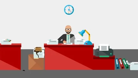 Office deadline rush animation Stock Footage